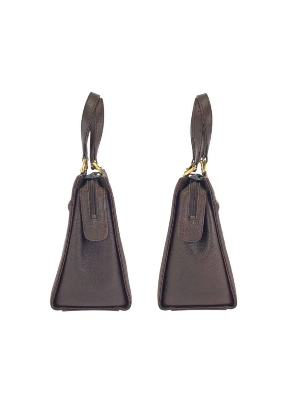 Saint Laurent Vintage YSL Brown Gold Leather Handbag